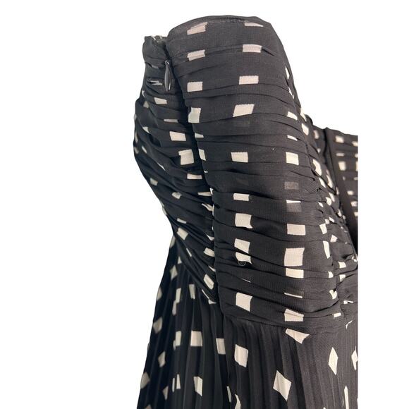 Ann Taylor Sz 2 Strapless Pleated Polka Dot Sun Dress Black White Halter Summer - Picture 7 of 10